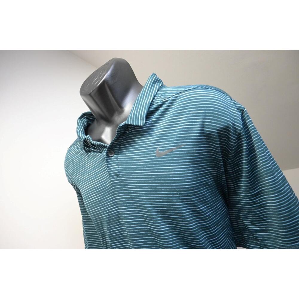 Nike Tiger Woods Golf Polo Dri Fit Striped‎ Athletic Golf Shirt Mens Size XL